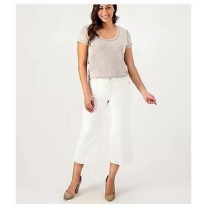 NYDJ‎ Women's Wide Leg Cool Embrace White Jeans 10 Long White Pants Slimming